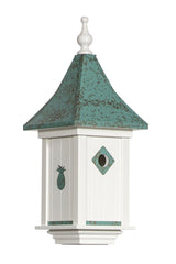 BirdhouseCASTLE BIRDHOUSE - Patina Metal Top with Choice of Decorative Emblem & Weathervanebirdbird houseSaving Shepherd