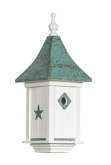 BirdhouseCASTLE BIRDHOUSE - Patina Metal Top with Choice of Decorative Emblem & Weathervanebirdbird houseSaving Shepherd