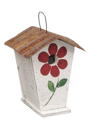 BirdhouseFlower Chalet Birdhouse – Painted with Distressed Metal RoofhandmadeSaving Shepherd