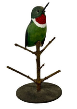 Folk ArtHUMMINGBIRD PAIR on BRANCH BASE – Hand Carved Ruby Throated Bird PA Dutch Folk ArtartbirdSaving Shepherd