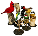 Folk ArtHUMMINGBIRD PAIR on BRANCH BASE – Hand Carved Ruby Throated Bird PA Dutch Folk ArtartbirdSaving Shepherd
