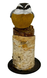 Folk ArtNUTHATCH on NATURAL BIRCH TRUNK BASE – Hand Carved Bird PA Dutch Folk ArtartbirdSaving Shepherd