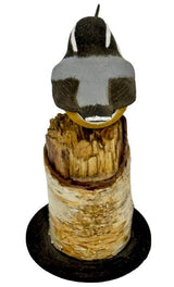 Folk ArtNUTHATCH on NATURAL BIRCH TRUNK BASE – Hand Carved Bird PA Dutch Folk ArtartbirdSaving Shepherd