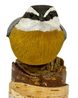 Folk ArtNUTHATCH on NATURAL BIRCH TRUNK BASE – Hand Carved Bird PA Dutch Folk ArtartbirdSaving Shepherd