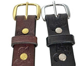 Leather BeltEMBOSSED MOTORCYCLE BIKE BELT - 1¼" Wide Biker DesignbeltbeltsSaving Shepherd