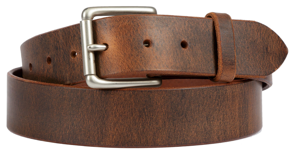 Amish Handmade Buffalo Belt – 1¼" Soft Supple Leather, Roller Buckle, USA Made