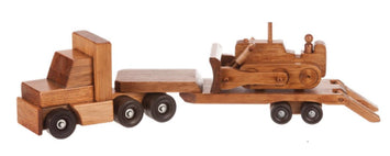 Wooden & Handcrafted ToysTRACTOR TRAILER with BULLDOZER - Handmade Wood Toy Set USAAmishbulldozerSaving Shepherd