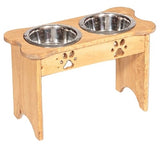 Handcrafted for PetsBONE SHAPED DOG FEEDER - Unfinished Pine Wood Food & Water StandboneCatSaving Shepherd