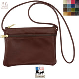 Leather PurseCROSSBODY LEATHER BAG - Double Zipper Shoulder Purse in 17 ColorsbagleatherSaving Shepherd