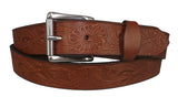 BeltsEMBOSSED "FLOWER" BELT - Thick English Bridle LeatherAmish work beltbeltSaving Shepherd