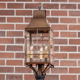 Outdoor LightSTENTON OUTDOOR POST LIGHT - Solid Weathered Brass with 3 BulbsbrasslanternSaving Shepherd