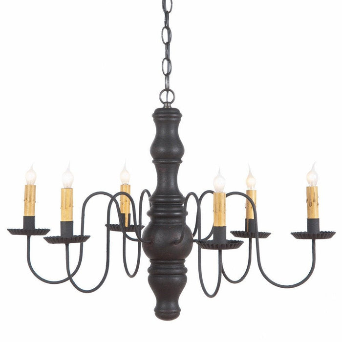 Country LightingPRIMITIVE WOODSPUN CHANDELIER Handcrafted 6 Arm Rustic Colonial Ceiling LightcandelabracandleceilingBlack Over RedSaving Shepherd