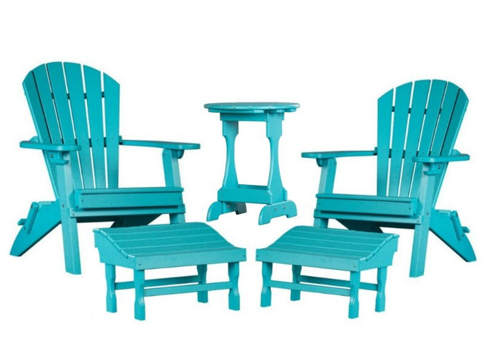 Outdoor Furniture5 PIECE COMPLETE OUTDOOR PATIO SET - 2 Folding Adirondack Chairs, 2 Ottomans & Candy Table in 19 ColorsAdirondackchairSaving Shepherd