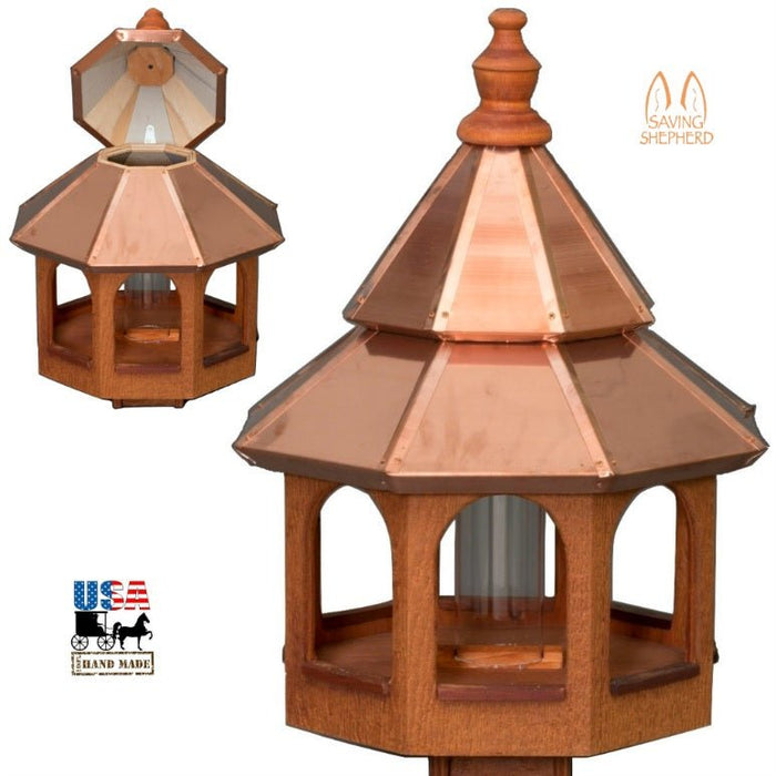Bird Feeder27” COPPER TOP BIRD FEEDER - Large Natural Cedar Gazebobirdbird feederbirdsSaving Shepherd