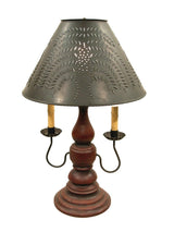 Country LightingBARN RED & BLACK RUB LAMP - Wood & Wrought Iron with Punched Tin Willow Shade USACandelabracandleSaving Shepherd