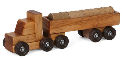 Wooden & Handcrafted Toys4 WOOD TOY TRUCKS - Set of FOUR Log Barrel Tanker & Dump Truck Construction FleetAmishchildrenSaving Shepherd