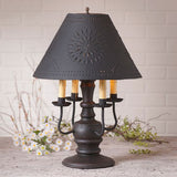 Country LightingCOLONIAL "CEDAR CREEK" TABLE LAMP with 4 Arm Candelabra in 7 Distressed FinishesblackcandelabraSaving Shepherd