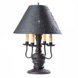 Country LightingCOLONIAL "CEDAR CREEK" TABLE LAMP with 4 Arm Candelabra in 7 Distressed FinishesblackcandelabraSaving Shepherd