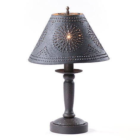Country LightingBUTCHER'S BEDSIDE TABLE LAMP with Punched Tin Shade - 5 Distressed Textured FinishesbedsidelampSaving Shepherd