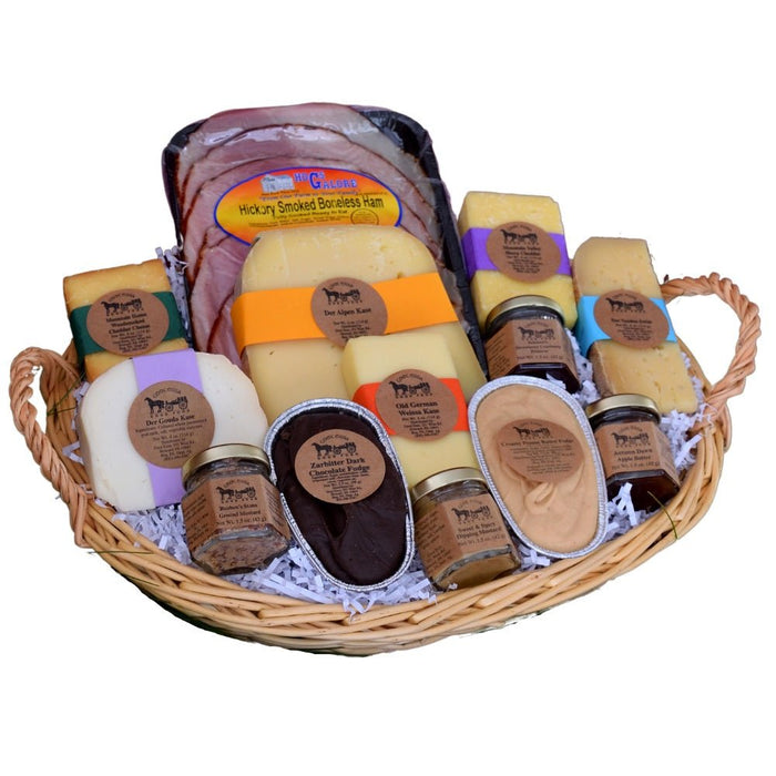 Food Gift BasketsCOZY TREATS - Something for Everyone in Oval Wicker Basketbundledelicacyfarm marketSaving Shepherd