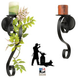 Candle Holders & AccessoriesSCROLL PILLAR CANDLE SCONCE - Wrought Iron Black Metal Holder in 2 SizesAmish BlacksmithcandleSaving Shepherd