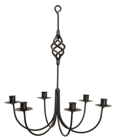 Candle Holders & Accessories"BIRD CAGE" BASKET WROUGHT IRON CANDLE CHANDELIER - 6 Arm USA Handcrafted Colonial CandelabraCandlecandlesSaving Shepherd