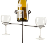 Wine AccessoriesOUTDOOR WINE BOTTLE & GLASS STAND - Wrought Iron with Powder Coated Finish Rack USAAmish BlacksmithbottleSaving Shepherd