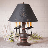 Country LightingCOLONIAL "CEDAR CREEK" TABLE LAMP with 4 Arm Candelabra in 7 Distressed FinishesblackcandelabraSaving Shepherd