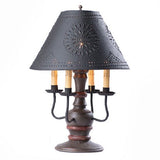 Country LightingCOLONIAL "CEDAR CREEK" TABLE LAMP with 4 Arm Candelabra in 7 Distressed FinishesblackcandelabraSaving Shepherd
