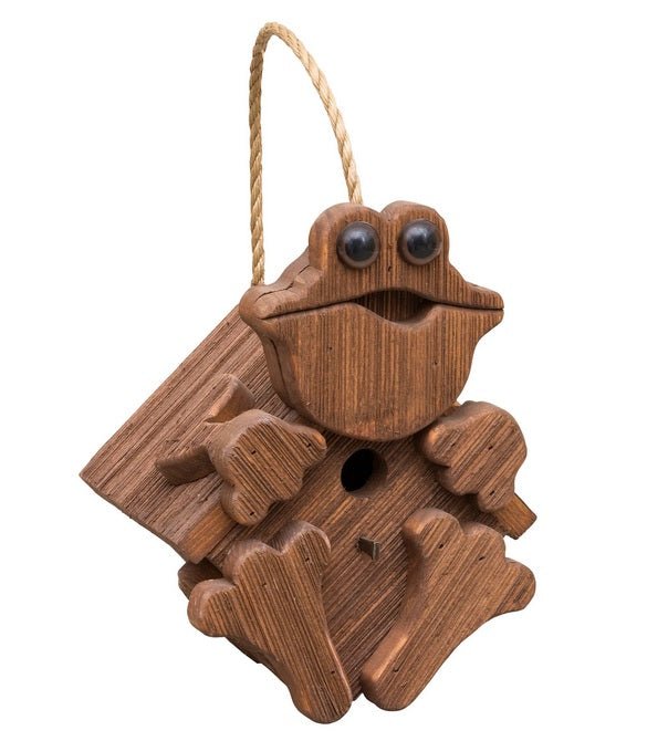 BirdhouseRUSTIC FROG BIRDHOUSE - Amish Handmade Mushroom Wood Housebirdbird houseSaving Shepherd