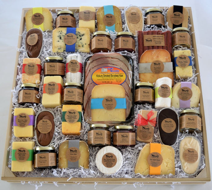 Food Gift BasketsGOURMET COLLECTION GIFT BASKET - 19 Cheeses 13 Condiments 5 Fudges with Meat & Crackersbundledelicacyfarm marketSaving Shepherd