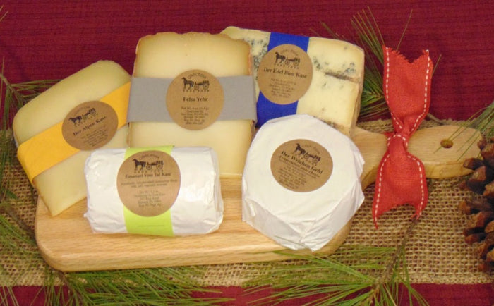 Food Gift BasketsGOURMET DELIGHT GIFT BASKET - Hard Soft & Semi-Soft Cheeses with Oak Cutting Boardbundledelicacyfarm marketSaving Shepherd