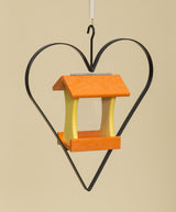 Bird FeederBIRD FEEDER in WROUGHT IRON HEART HANGER ~ Amish Handmade in 12 Color Choicesbirdbird feederbirdsOrange/YellowSaving Shepherd