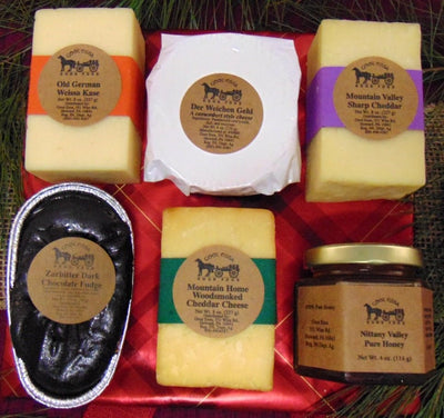 Food Gift BasketsINDIVIDUAL GIFT BASKET - 4 Artisanal Cheeses with Fudge & HoneybundledelicacySaving Shepherd