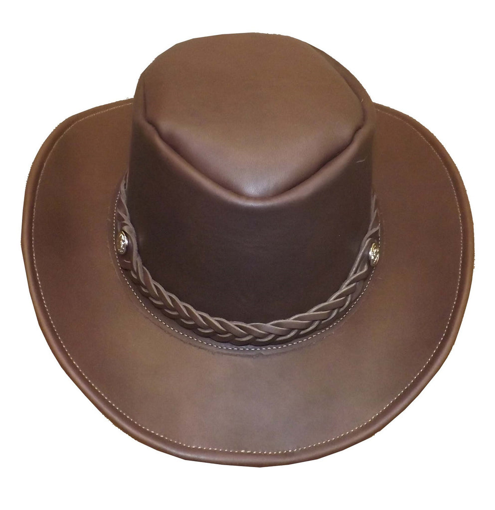 AUSSIE HAT ~ Leather Cowboy Bush Style in BROWN BLACK – Saving Shepherd