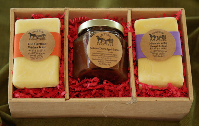 NEIGHBOR GIFT BASKET - 2 Artisanal Cheeses with Handmade Apple Butter