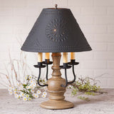 Country LightingCOLONIAL "CEDAR CREEK" TABLE LAMP with 4 Arm Candelabra in 7 Distressed FinishesblackcandelabraSaving Shepherd