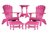 Outdoor Furniture5 PIECE COMPLETE OUTDOOR PATIO SET - 2 Folding Adirondack Chairs, 2 Ottomans & Candy Table in 19 ColorsAdirondackchairottomanPinkSaving Shepherd