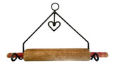 Rolling Pin HolderROLLING PIN RACK with HEART - Wrought Iron Kitchen Wall Mount HolderAmish BlacksmithcaddySaving Shepherd