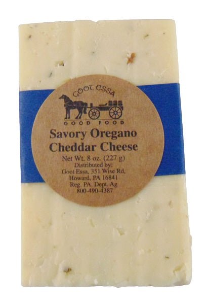 CheeseOREGANO CHEDDAR CHEESE - Cave Aged Smooth Semi Hard White Cheddarcheesedelicacyfarm market4 oz blockSaving Shepherd
