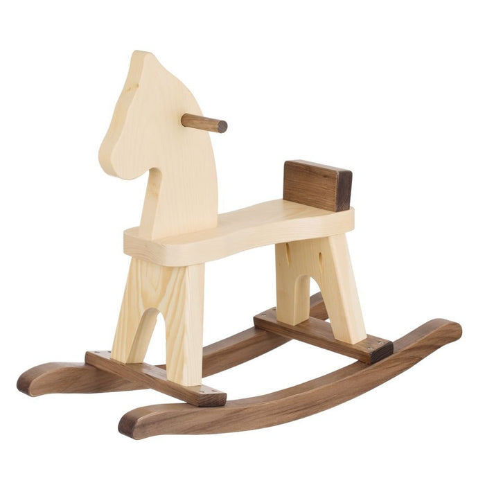 Wooden & Handcrafted ToysTODDLER ROCKING HORSE - Amish Handcrafted Wood Rocker Toy in WALNUT & NATURALchildchildrenSaving Shepherd