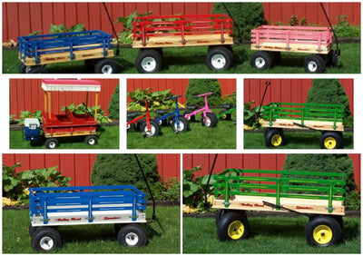 Wheelbarrows, Carts & WagonsAMISH STEEL BED WAGON Green Utility Pull Cart USAactiveadjustableSaving Shepherd
