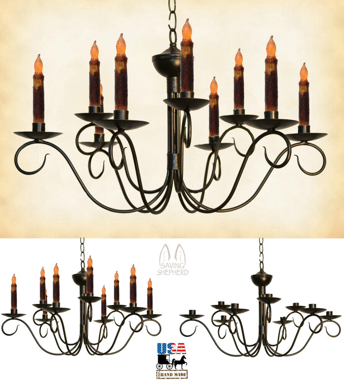 Country Lighting2 Tier SCROLLED COLONIAL 9 ARM CANDLE CHANDELIER