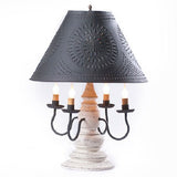 Country LightingHARRISON COLONIAL TABLE LAMP with 17" Punched Tin Shade - 5 Distressed Crackle Finishes USACandelabracandlesSaving Shepherd