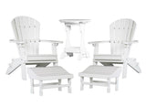 Outdoor Furniture5 PIECE COMPLETE OUTDOOR PATIO SET - 2 Folding Adirondack Chairs, 2 Ottomans & Candy Table in 19 ColorsAdirondackchairottomanWhiteSaving Shepherd
