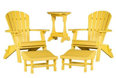 Outdoor Furniture5 PIECE COMPLETE OUTDOOR PATIO SET - 2 Folding Adirondack Chairs, 2 Ottomans & Candy Table in 19 ColorsAdirondackchairottomanYellowSaving Shepherd