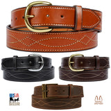 Leather BeltFANCY STITCH LEATHER BELT - Wide Thick Leather in 4 ColorsbeltbeltsSaving Shepherd