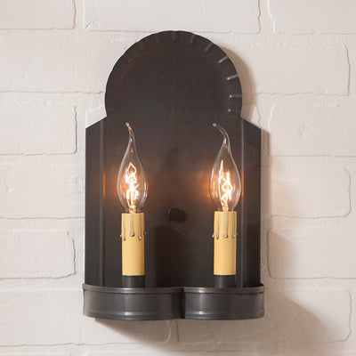 Country LightingHanover Double Candle Sconce - Handcrafted in 2 Country Tin Finishesaccent lightaccent lightingSaving Shepherd