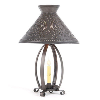 Table LampBETSY ROSS COLONIAL TABLE LAMP - Pierced Chisel Pattern Shade in Kettle Blackaccent lightlampSaving Shepherd