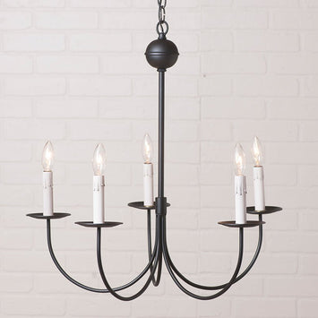 Country LightingLARGE 5 Arm WESTFORD IRON CHANDELIER Handcrafted Primitive Colonial Light - 2 FinishescandelabracandleSaving Shepherd